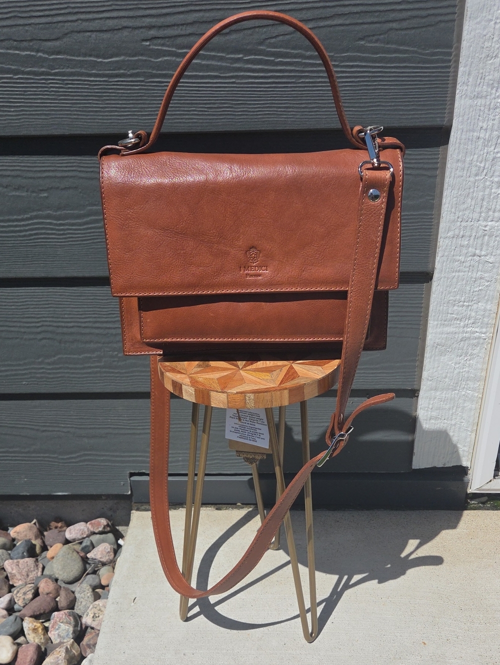 I Medici Itailan Tan Leather Crossbody Satchel - Women